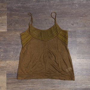 Roots linen embroidered tank top